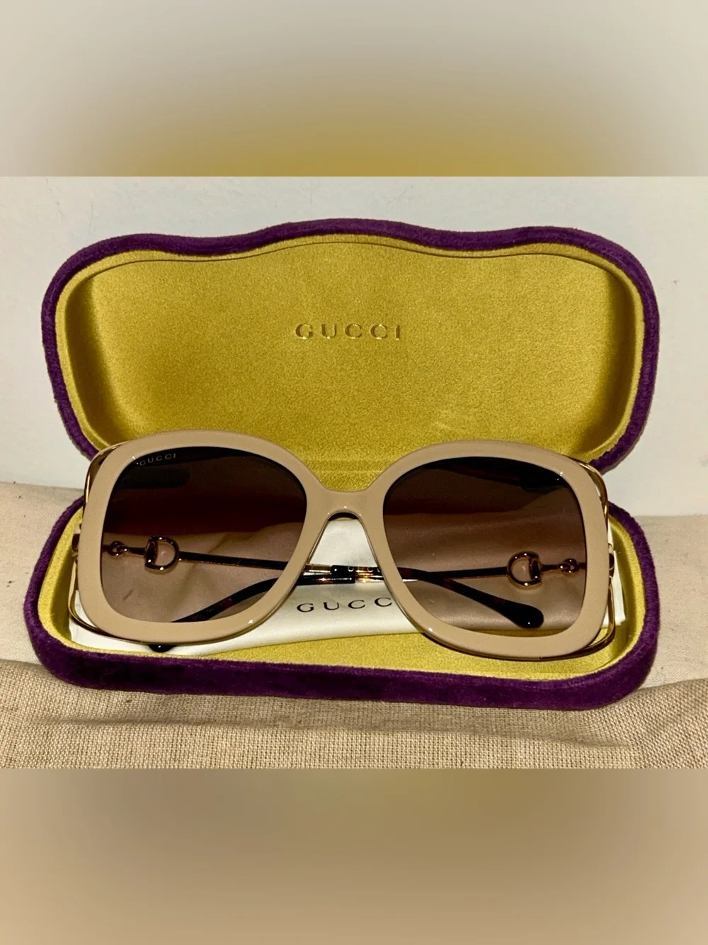 GUCCI    NEW Acetate Horsebit Square Frame Sunglasses GG1021S Pink Tortoise